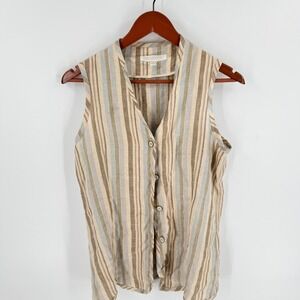 Giuseppe Collection Button Up Tank Top Multicolor Size 8 Linen Striped Boho